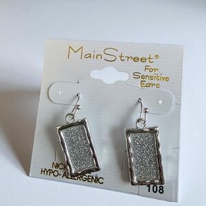 Main Street Silver Rectangle Hypo-Allergenic Earrings
